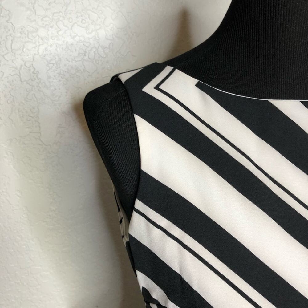 Cache black white chevron peplum belted sleeveless sheath dress size 6 NWOT - Picture 7 of 16